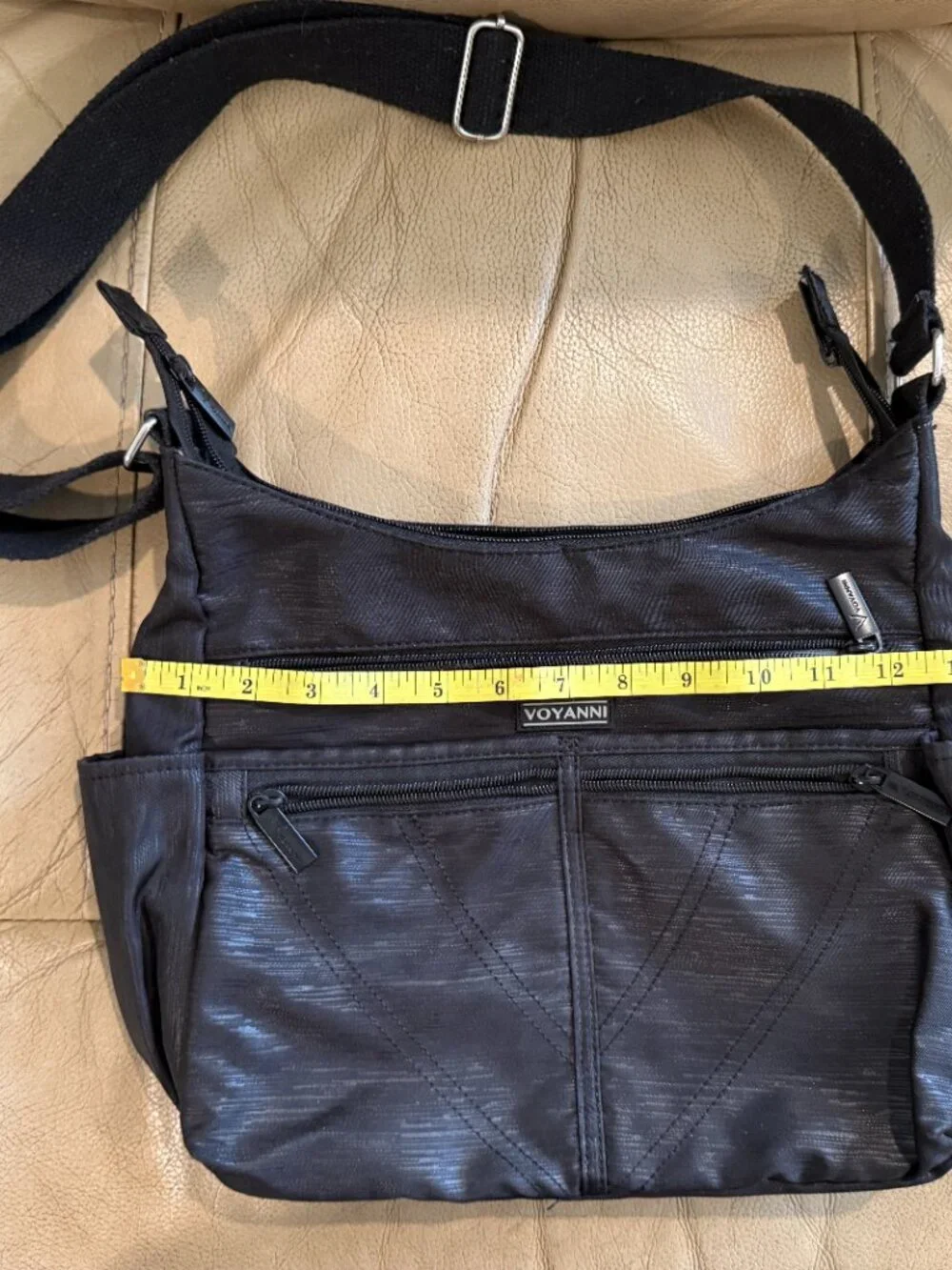 Voyanni Black RFID Anti-Theft Travel Crossbody Bag Multi Pocket Nylon